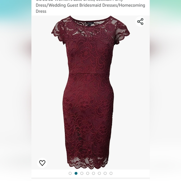 Women's Burgundy Lace Dress - Picture 3 of 10